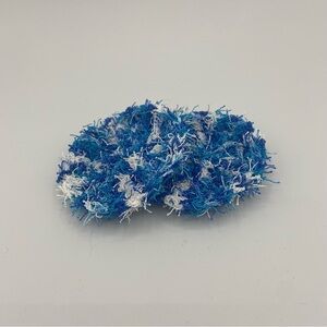Blue and White Fluffy Scrunchie